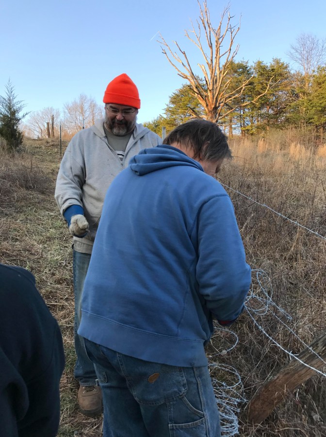 mending powerline fence