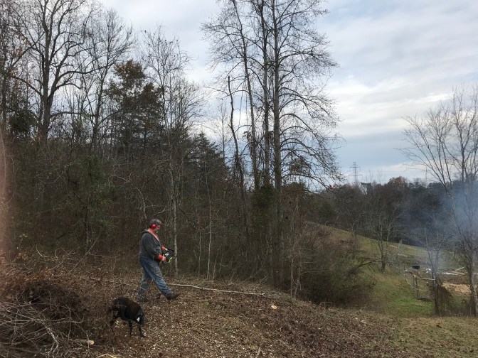 Jim working on the path to the upper field